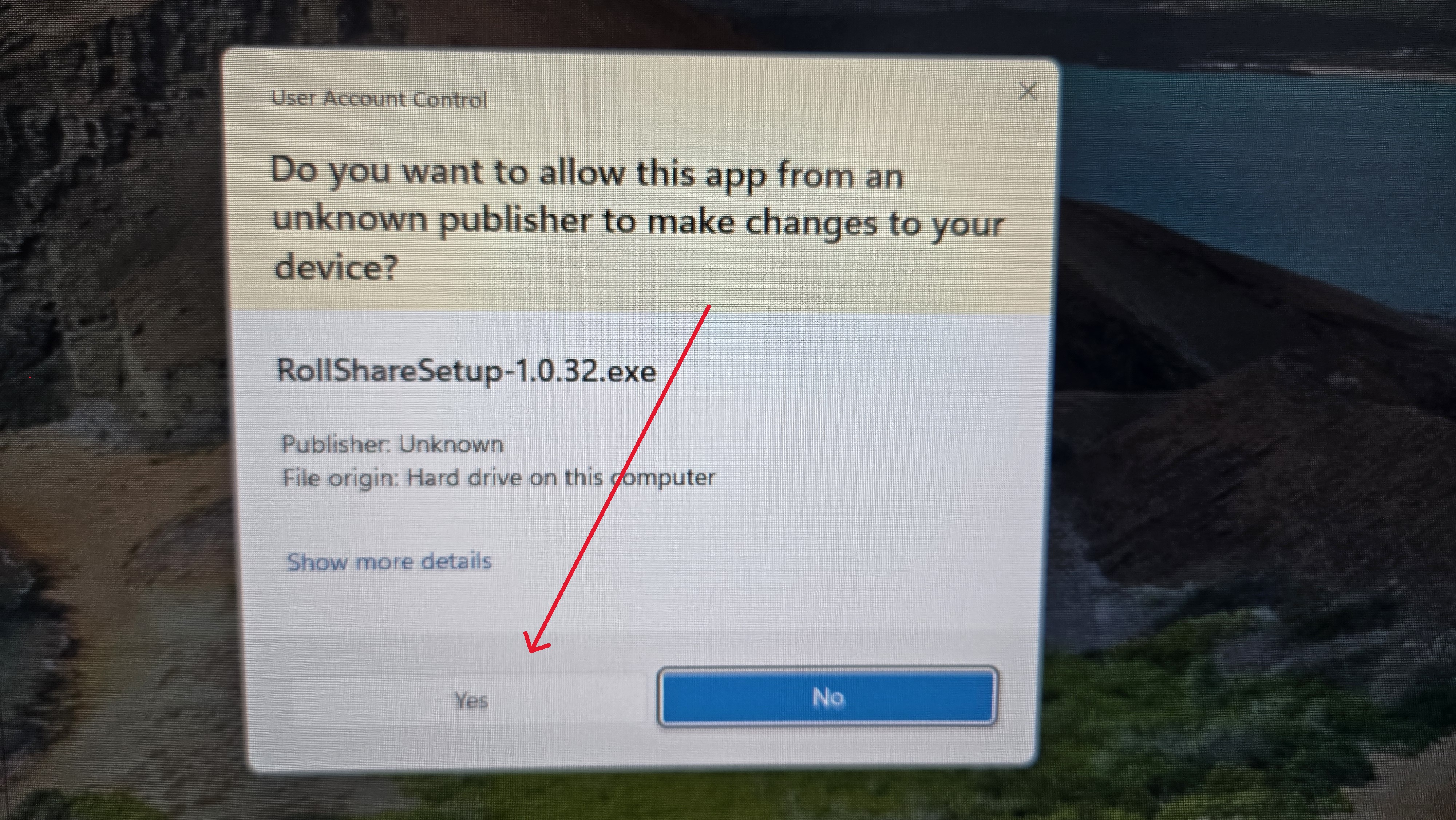Windows Unknown Publisher security prompt